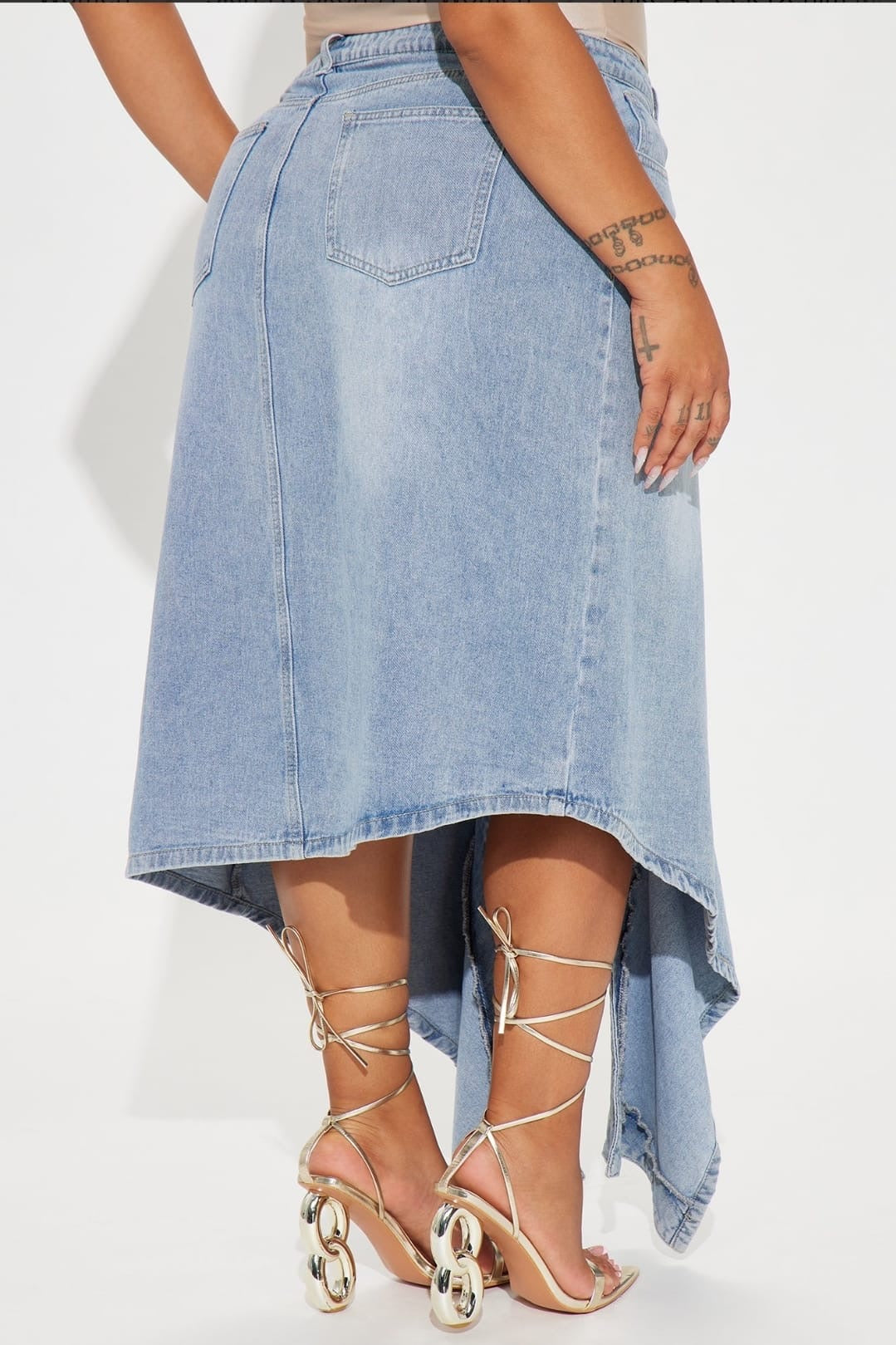 Peeky Boo Denim Maxi Skirt