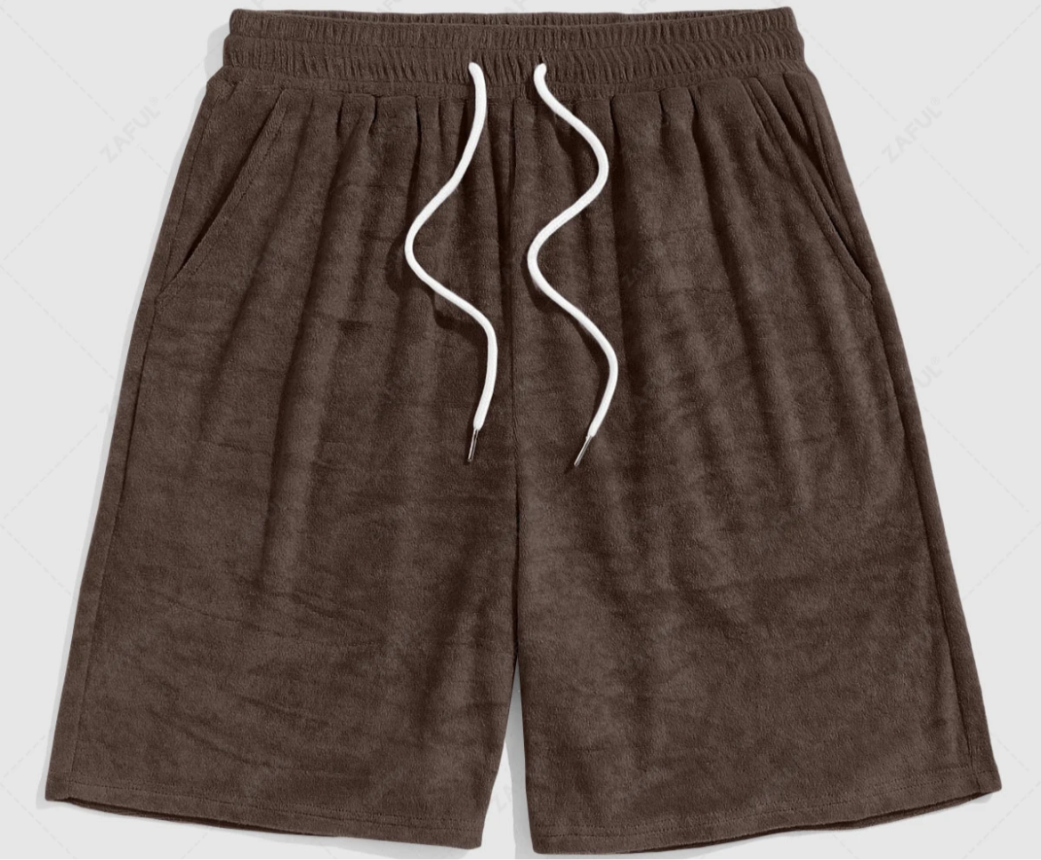 Velvet Texture Men’s Shorts - Chocolate Brown