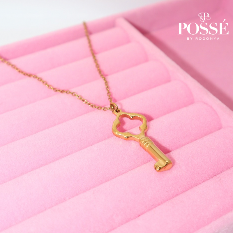 LUX Key Charm Bar Necklace