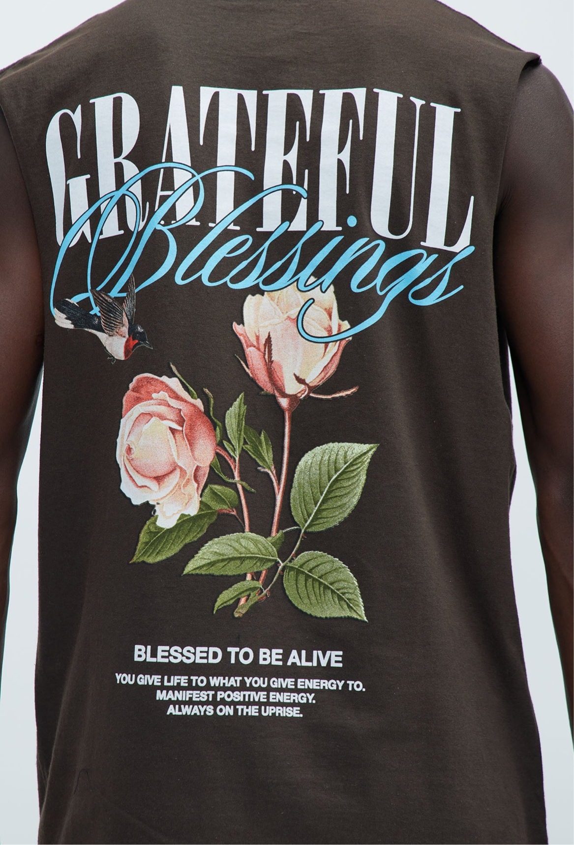 Grateful Sleeveless Tee - Chocolate