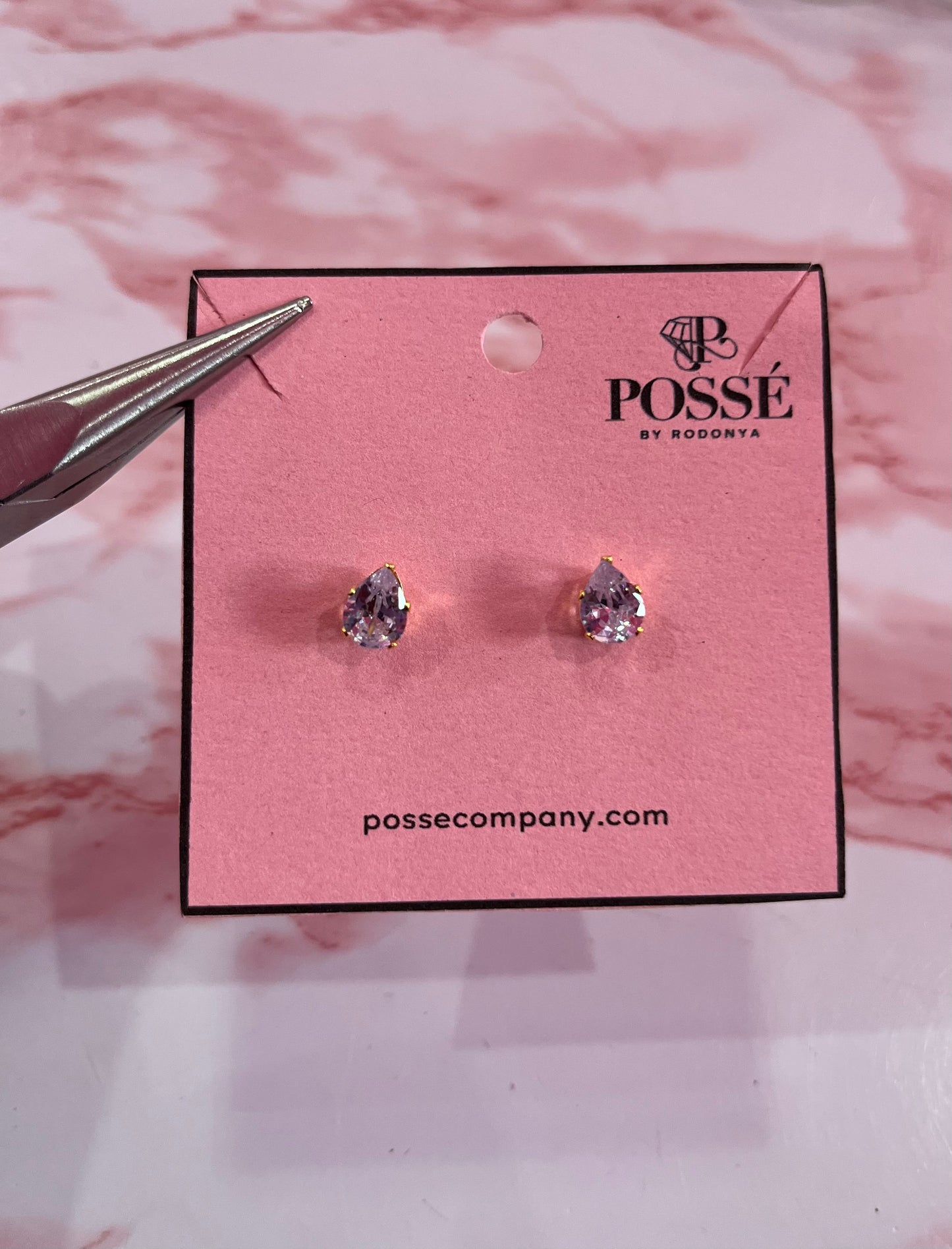 Tear Drop Cz Screwback Studs