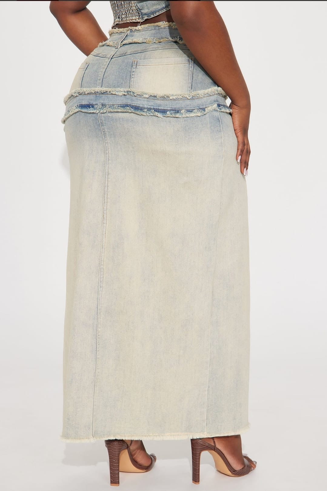 Tinted Denim Maxi Skirt