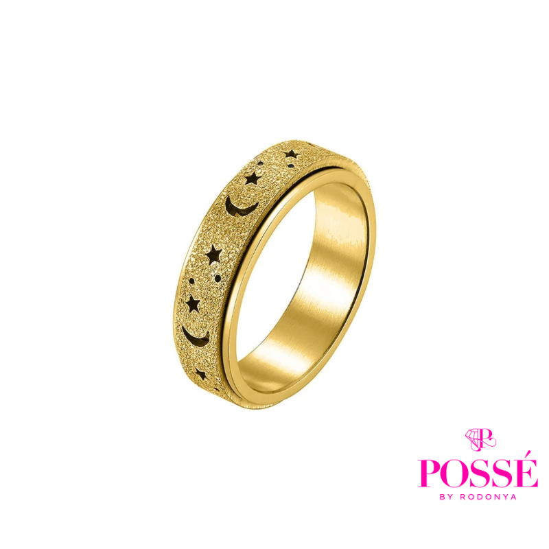 MOON & STARS Fidget Spinner Ring - gold