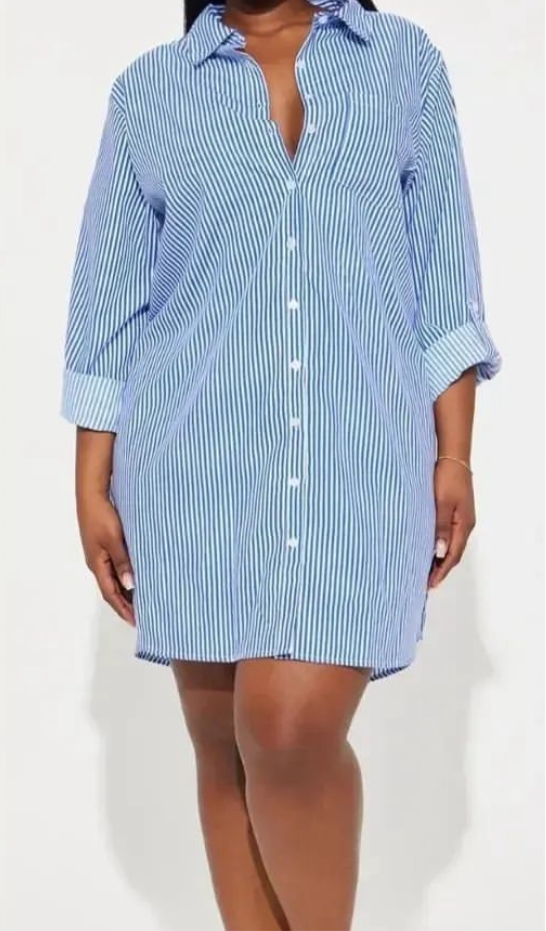 Blue Strip Shirt Dress