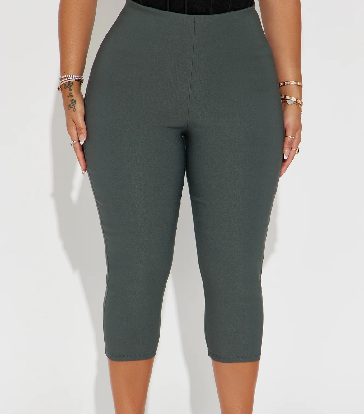 Stretch Capri Pants - Charcoal