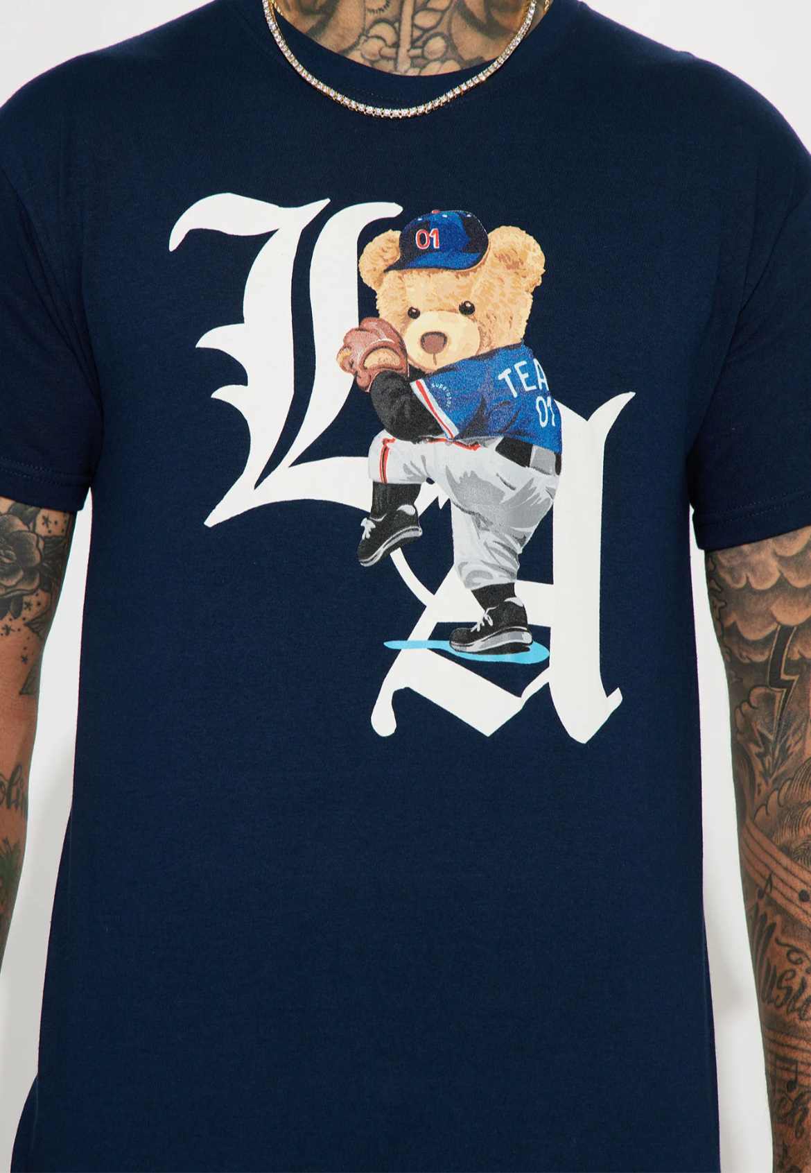 L.A. Teddy Short Sleeve Tee- Navy