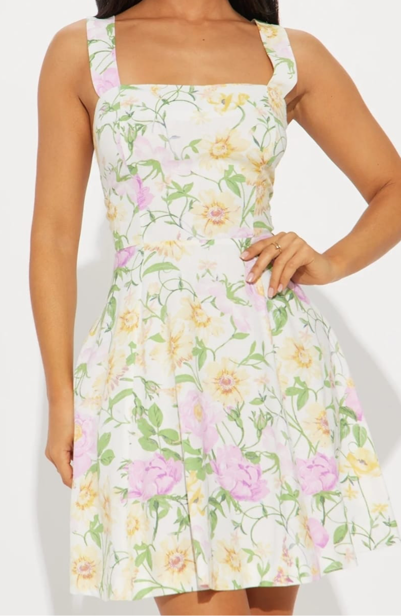 Cream/floral Baby Doll Dress