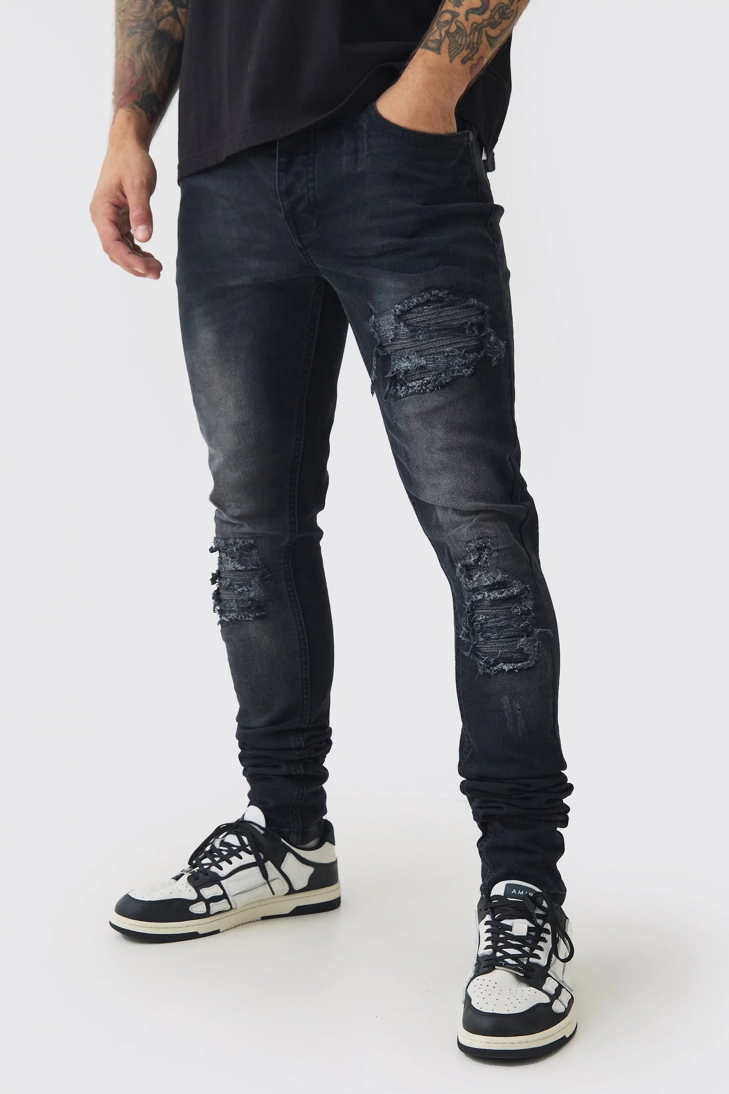 BOHO MAN Long Biker Skinny - Black