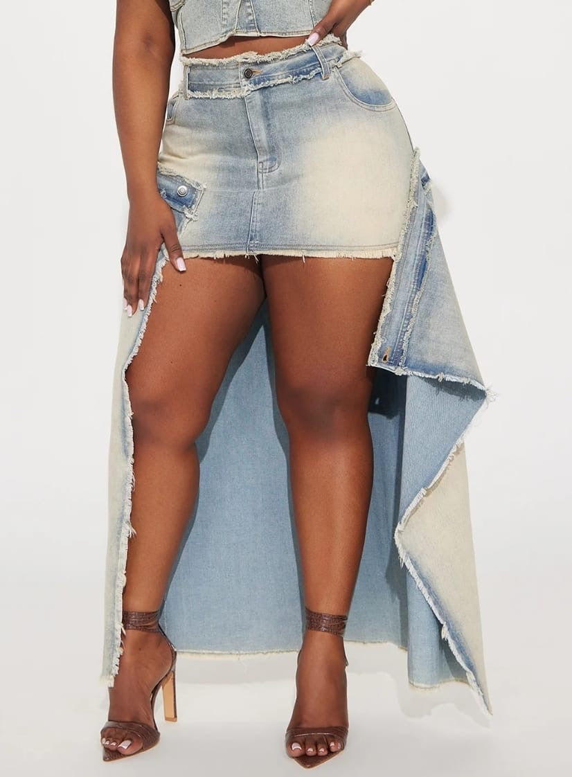 Tinted Denim Maxi Skirt