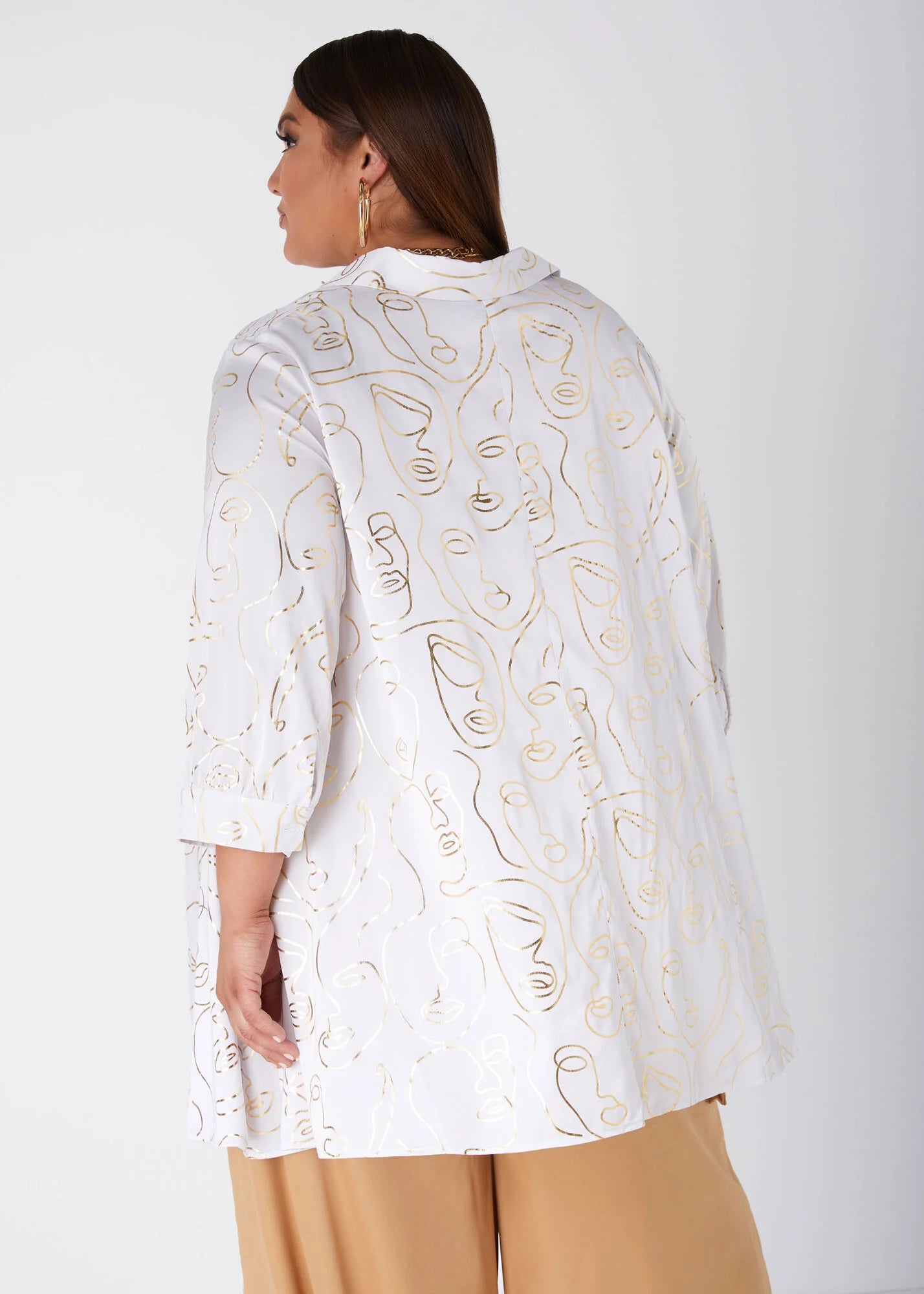 Satin Hi-Low Blouse- Face Printed