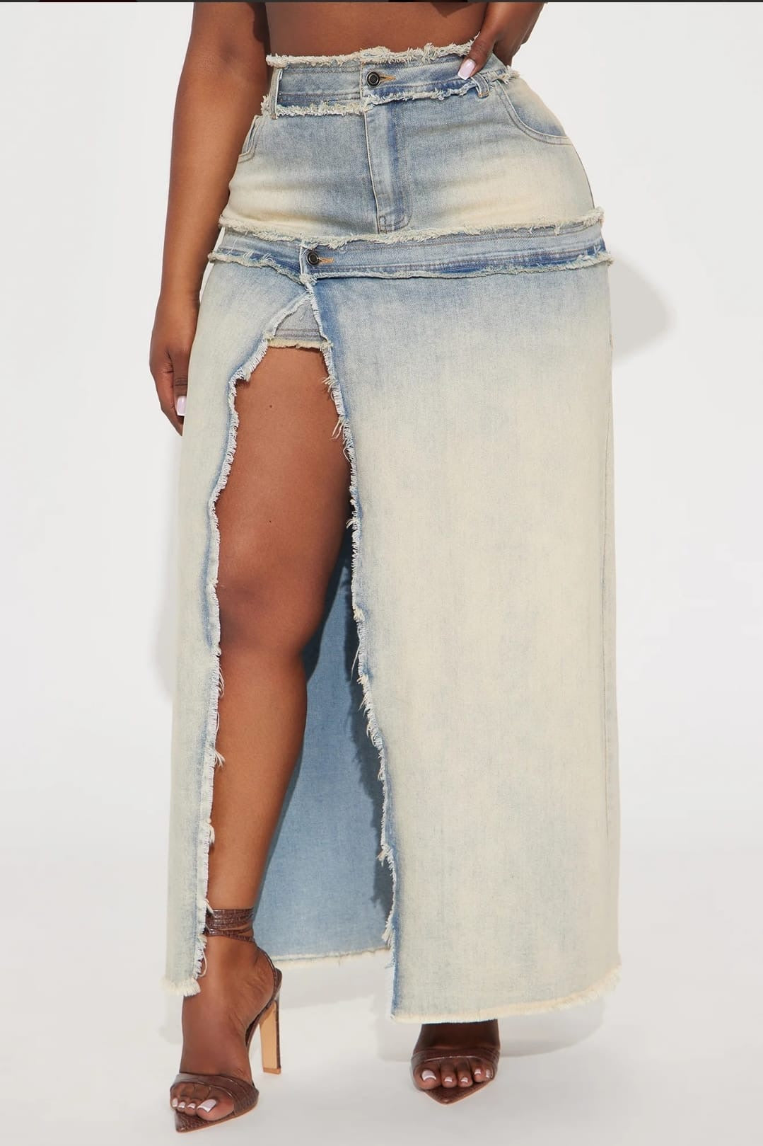 Tinted Denim Maxi Skirt