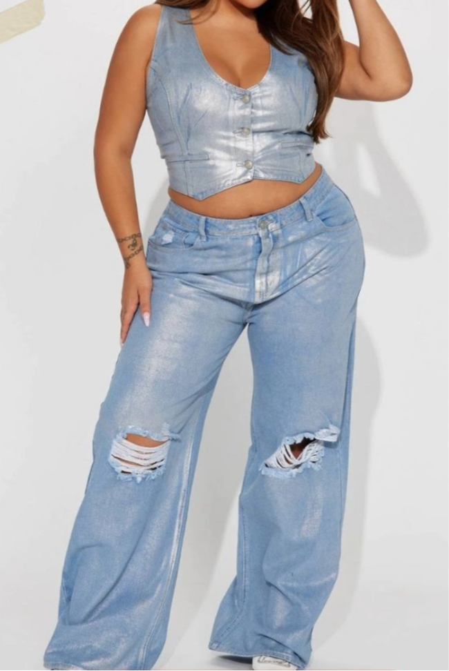 Foil Print Pants Set