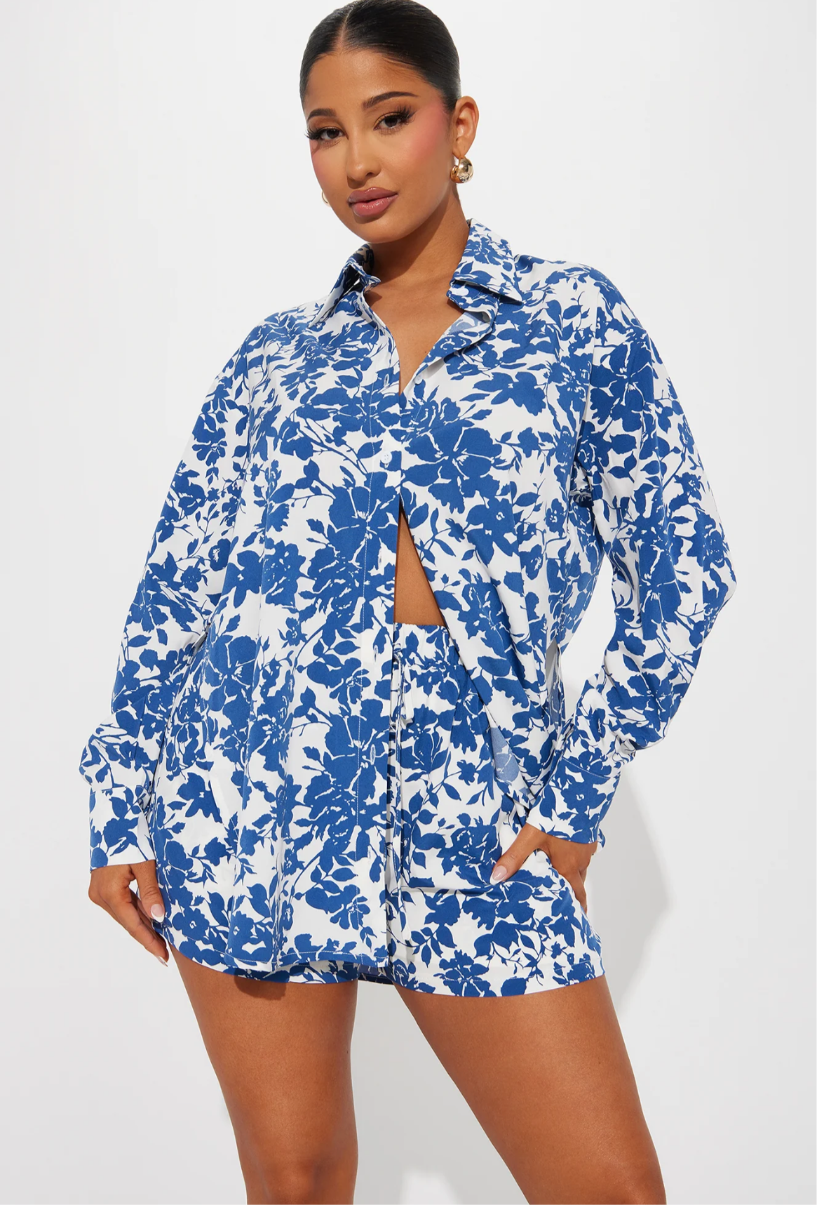 Floral Short Set - Blue