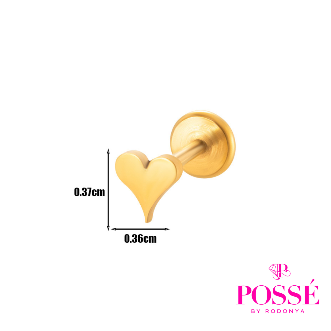 HEART Flatback Stud - Gold (1pc)
