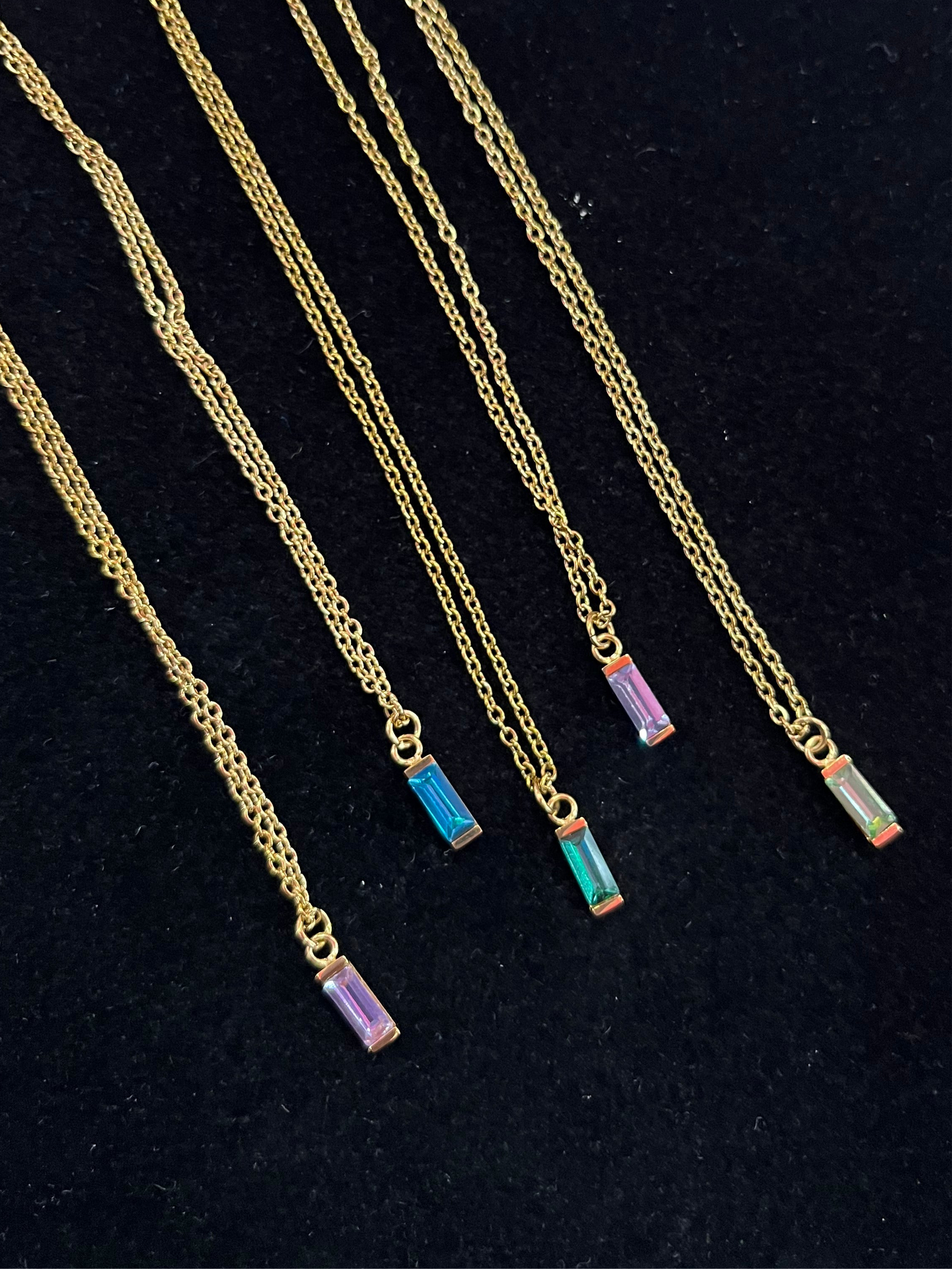 Dainty Square Birthstone Necklace