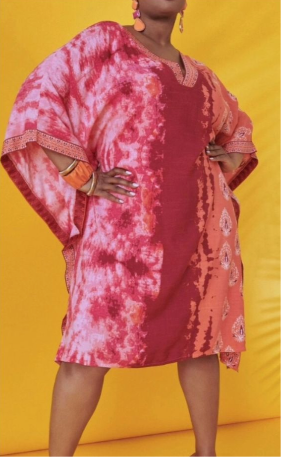 Tie Dye Kaftan- Red