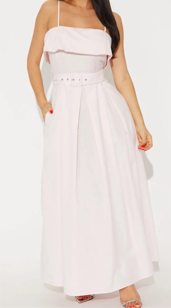 Buckled Maxi Dress- Pink