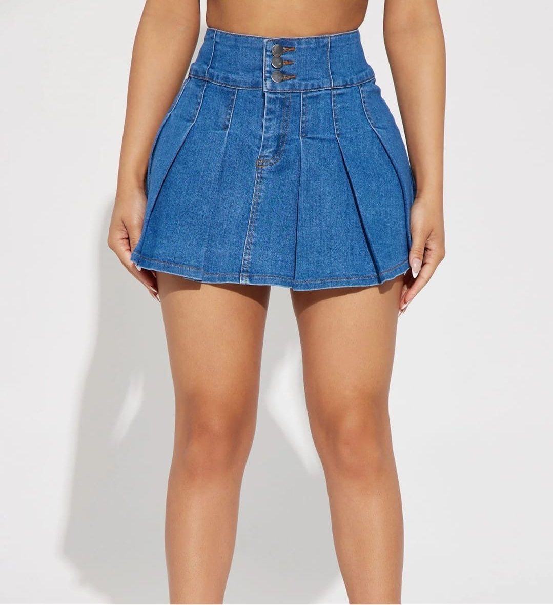 Pleated High Waisted Mini Skirt