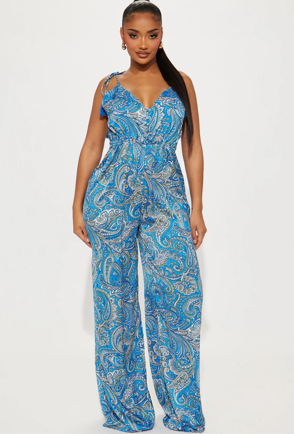 Forever Vacation Satin Jumpsuit - Blue