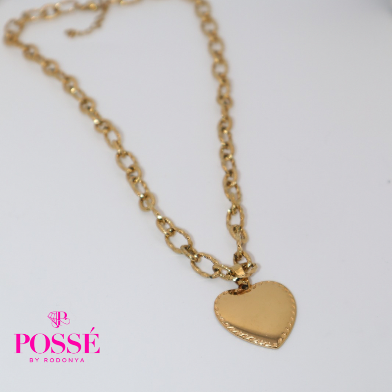 Mega Heart Engravable Necklace (Chunky Chain)