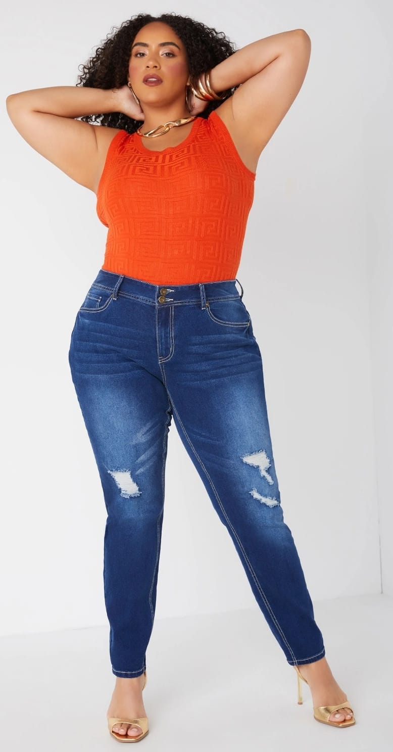 Geo Print Bodysuit- Orange