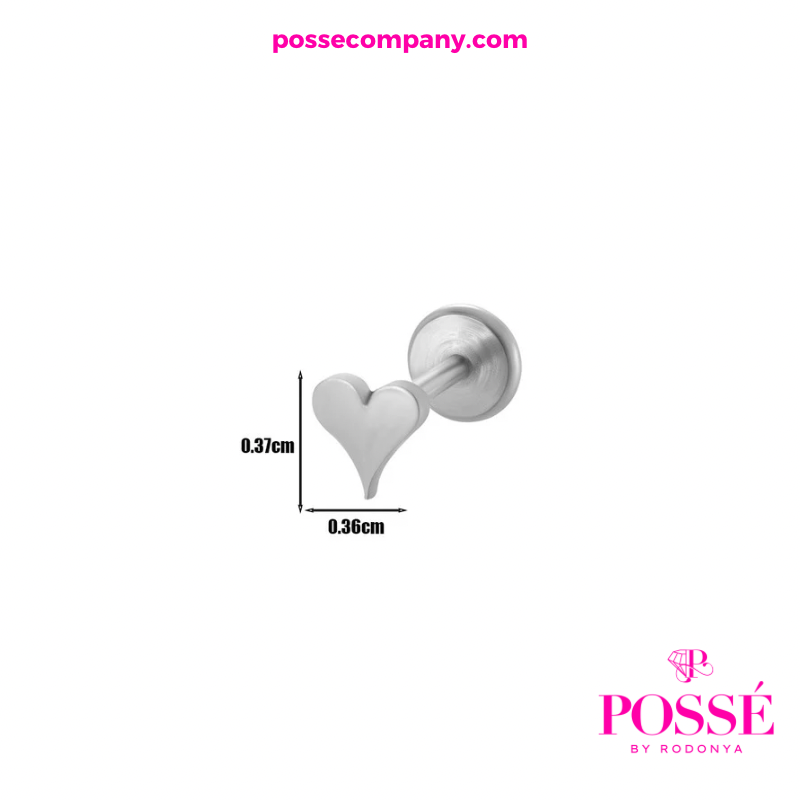 HEART Flatback Stud (1pc) - Silver