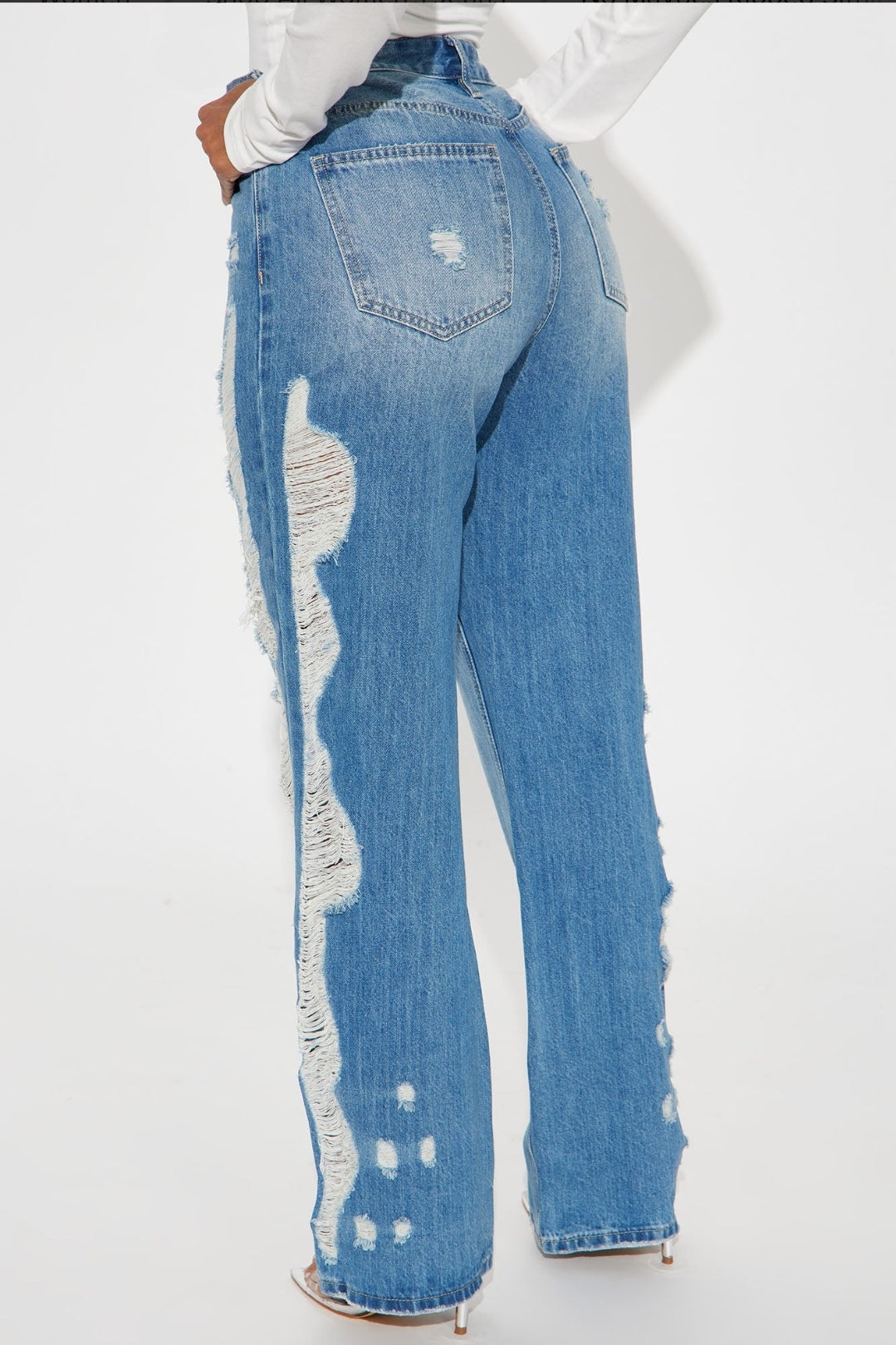 Ripped Straight Leg Jeans