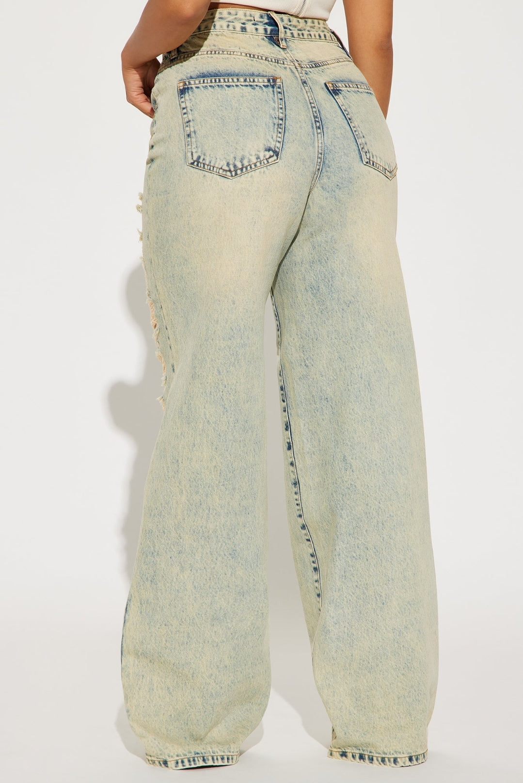 Tinted Distressed Straight Leg Jeans