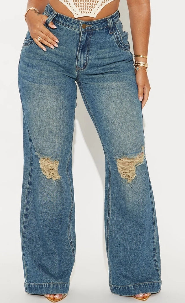 Ripped Wide Leg Jeans