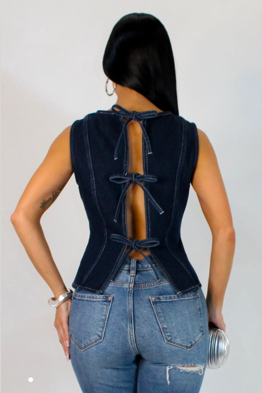 Tie Back Denim Top