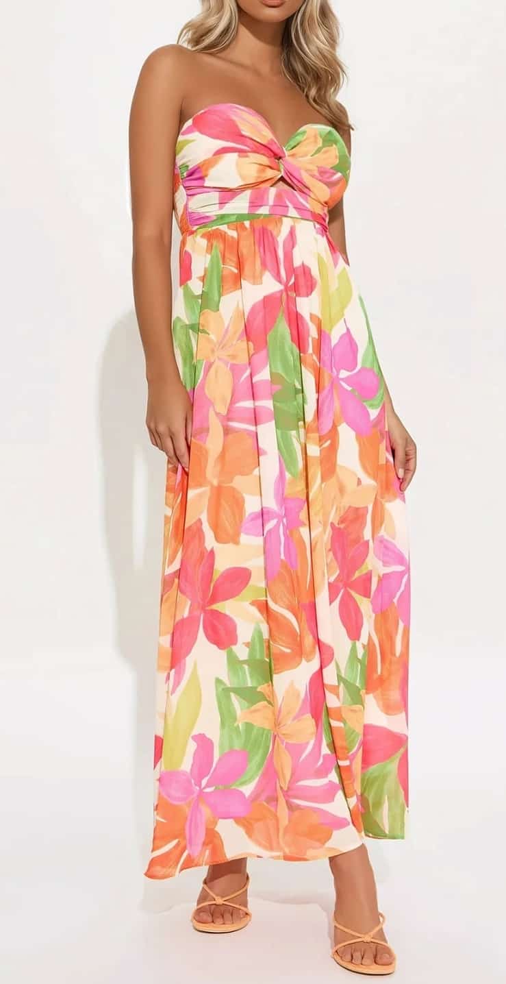 Floral Tube Vacation Dress