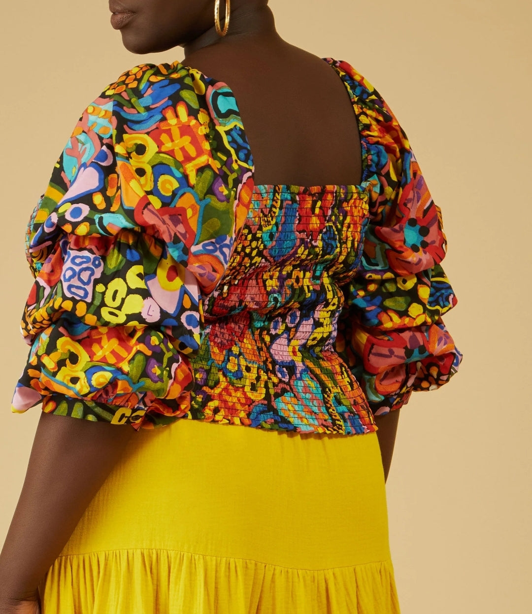 Printed Square Neck Top