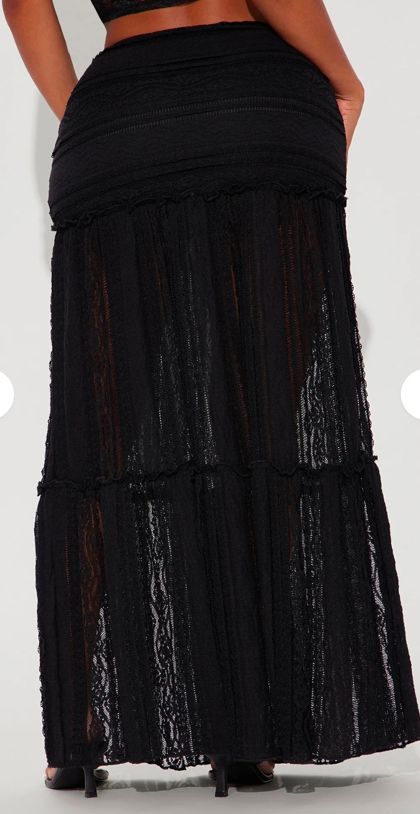 Know Your Worth Lace Maxi Skirt - Black