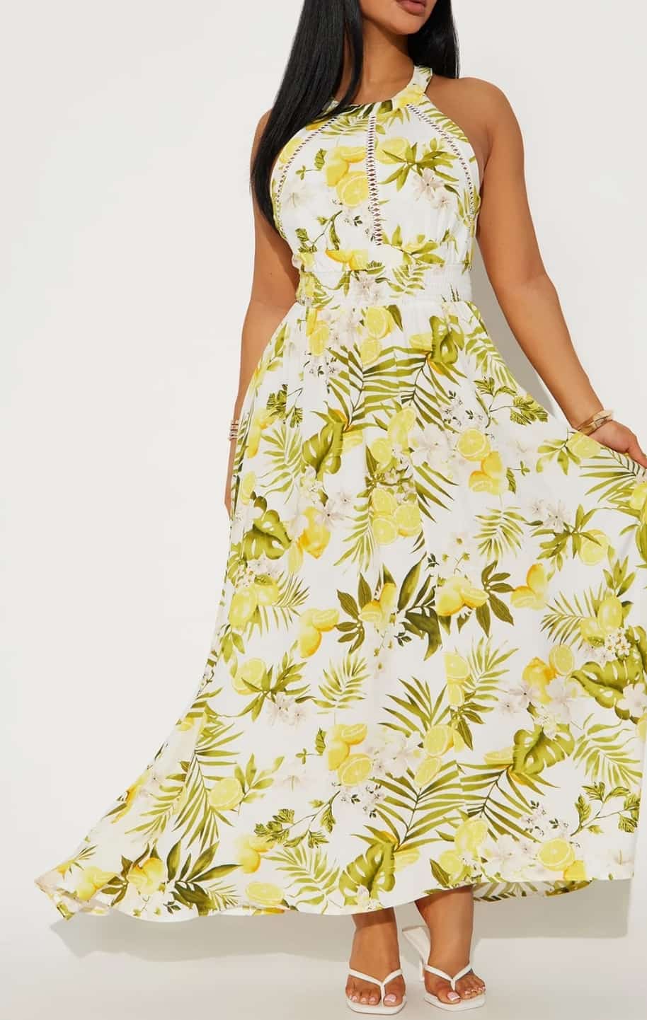 Lemon Halter Dress - Yellow
