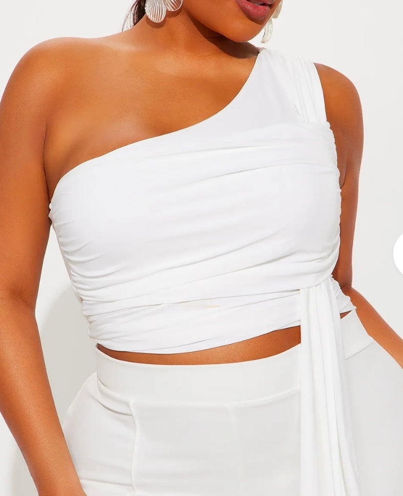 One Shoulder Ruched Top