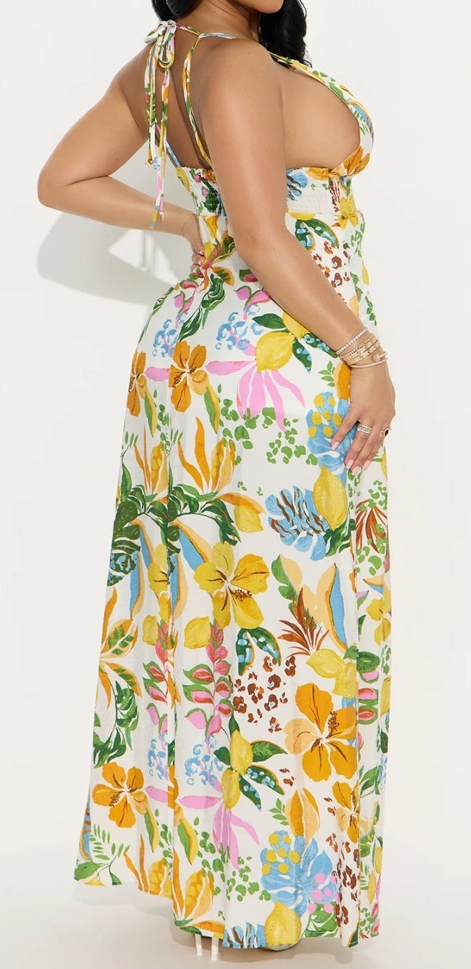 Tropical Maxi Dress (with side split)