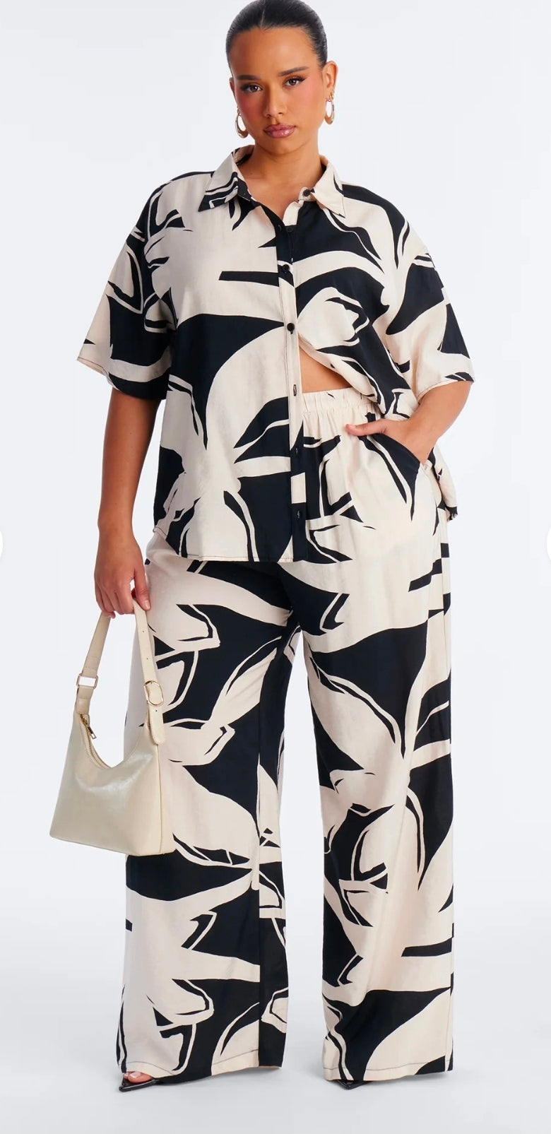 Ready for Vacation Wide Leg Pants Set- Black & White