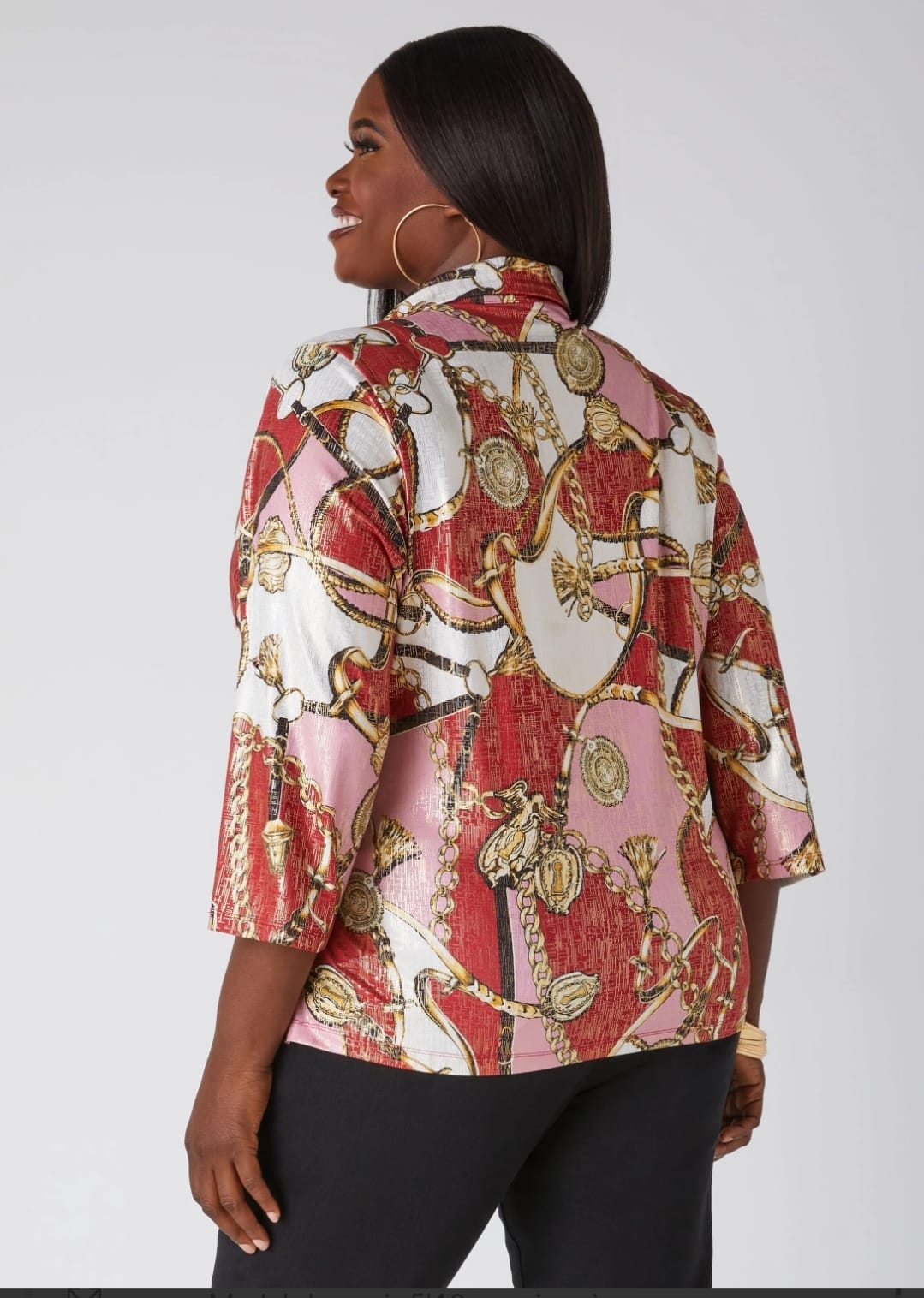 Status Print button up shirt
