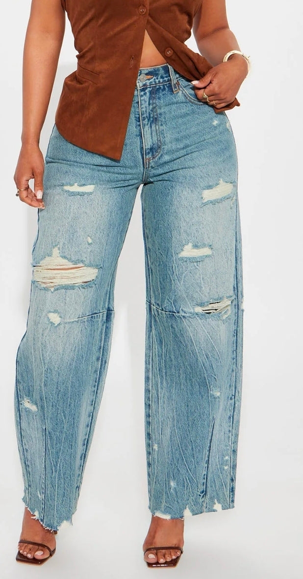 Destructed Barrel Jeans