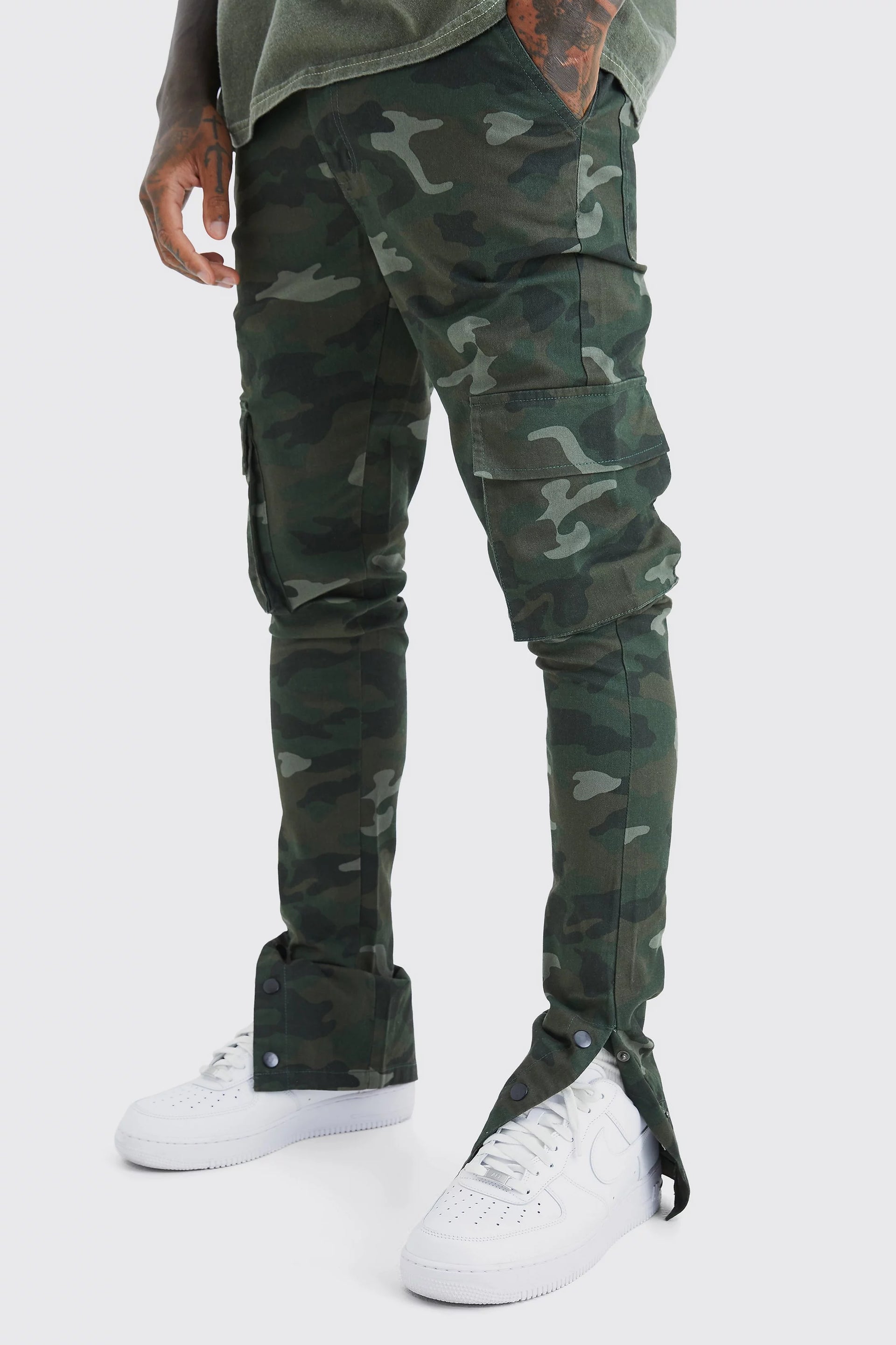 Stacked Camo Cargo Pants