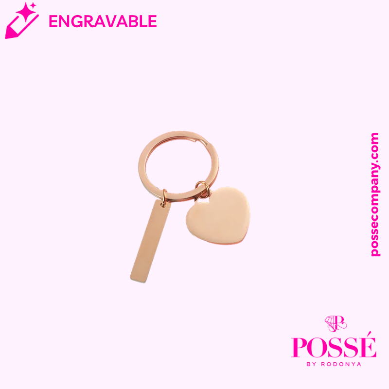 ANNA Engravable Bar/Heart Keychain