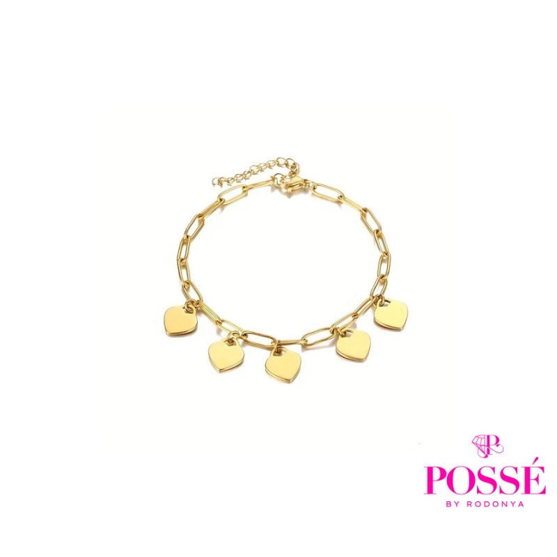 LOVELI Bracelet - 5 Heart Charms