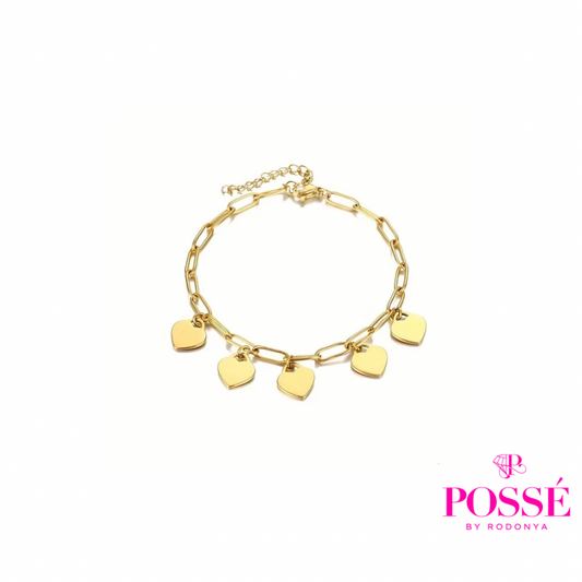LOVELI Bracelet - 5 Heart Charms