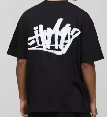 Homme Graphic Oversized Tee - Black