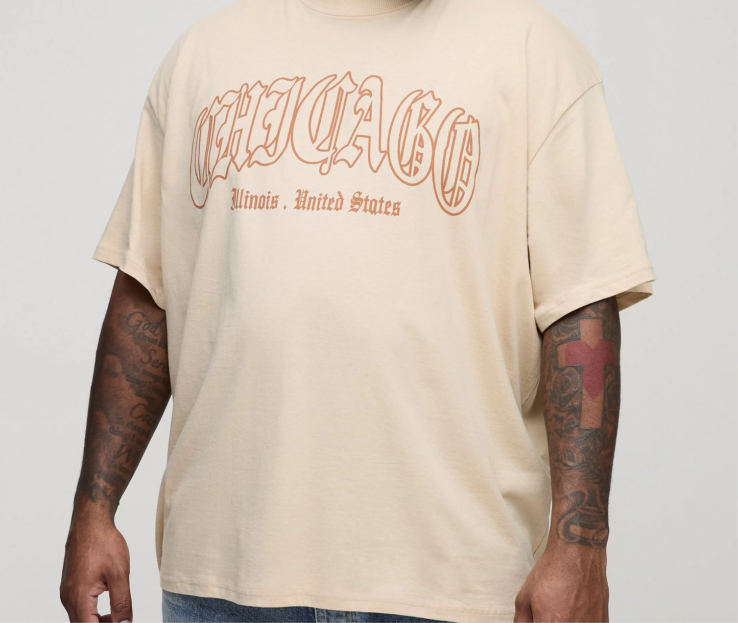 Chicago Oversized Graphic Tee- Sand