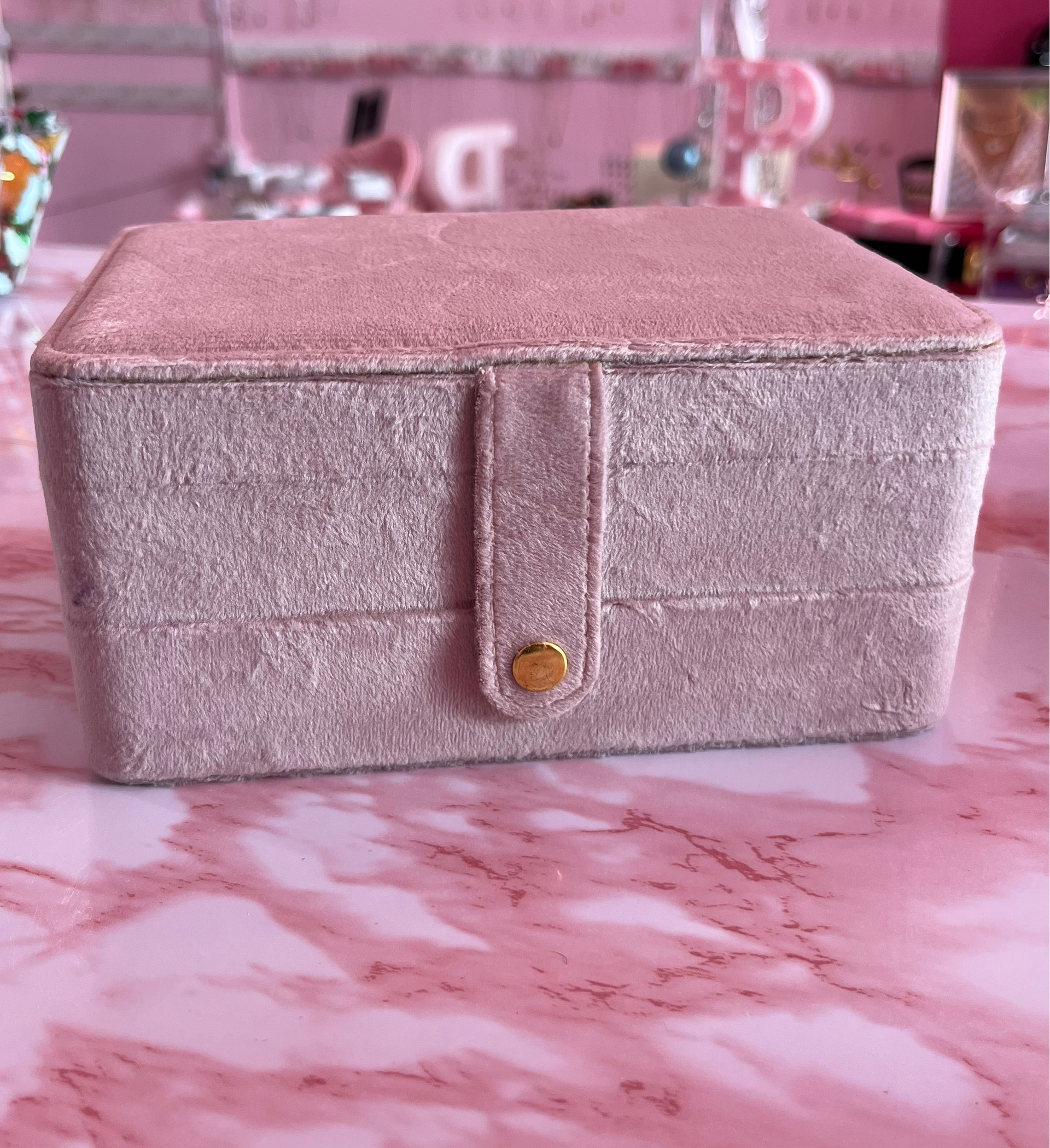 Velvet 3-Tier Jewelry Case/Box- Dusty Rose