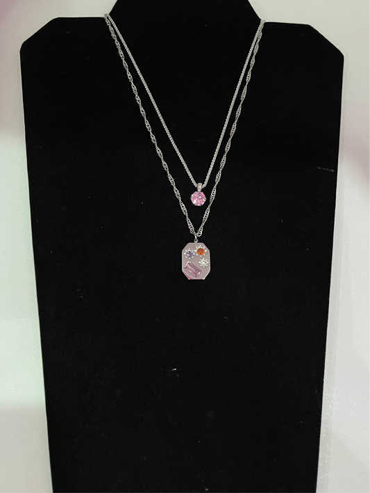 Pink Atlas Layered Set - Silver