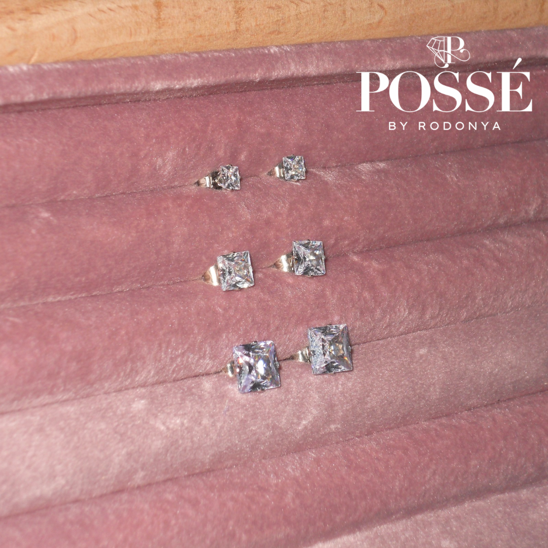 SQUARE CZ Studs