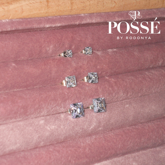 SQUARE CZ Studs