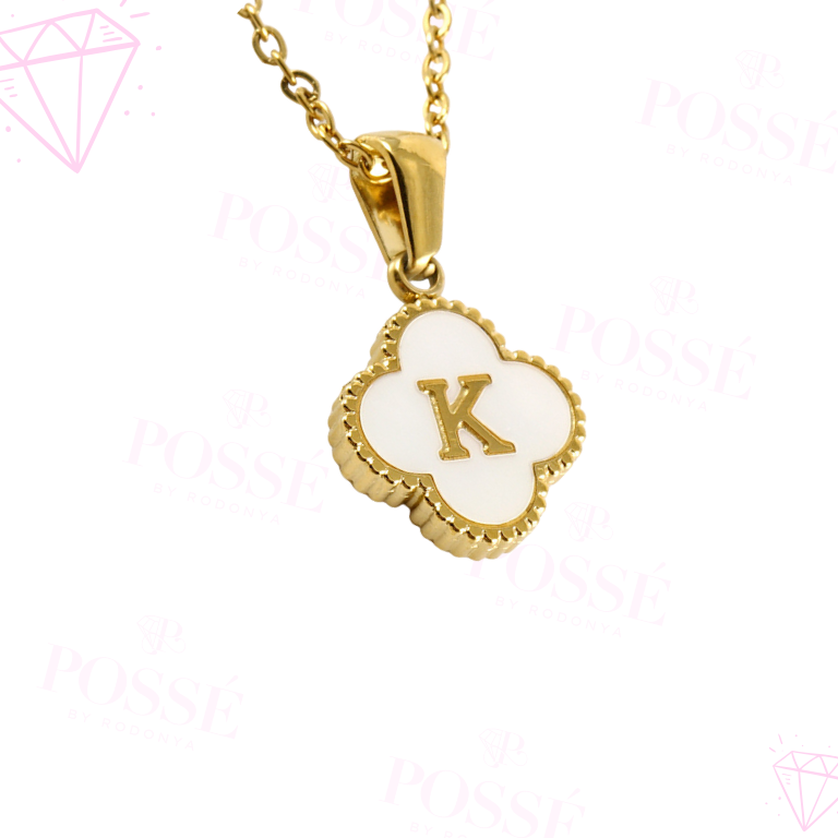 WHITE CLOVER INITIAL Necklace